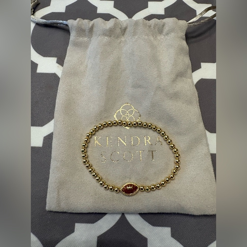 KENDTA SCOTT Gold Bead Stretch Bracelet with Football Charm - Picture 2 of 4